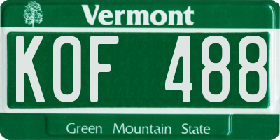 VT license plate KOF488