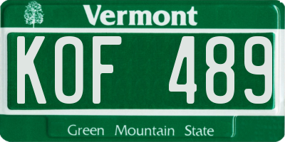 VT license plate KOF489