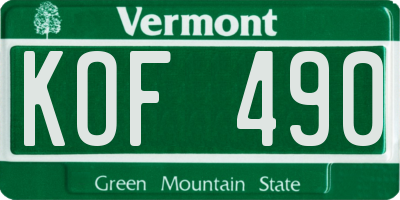 VT license plate KOF490