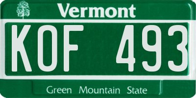 VT license plate KOF493