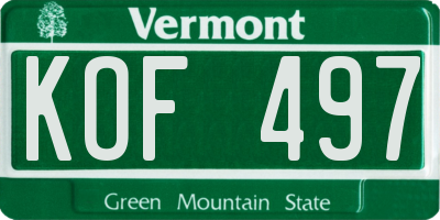 VT license plate KOF497