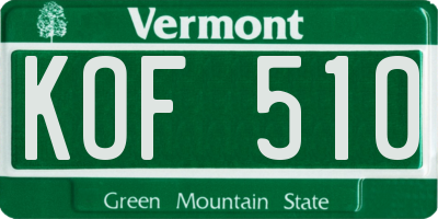 VT license plate KOF510