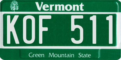 VT license plate KOF511