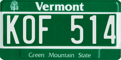 VT license plate KOF514