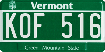VT license plate KOF516