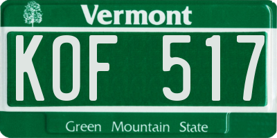 VT license plate KOF517