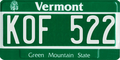 VT license plate KOF522