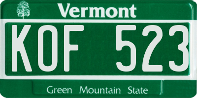 VT license plate KOF523