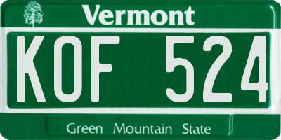 VT license plate KOF524