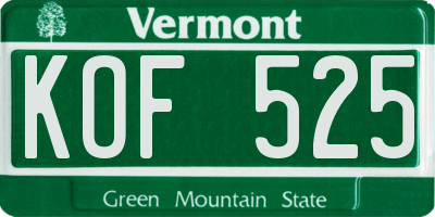 VT license plate KOF525