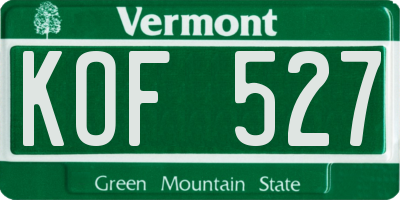 VT license plate KOF527