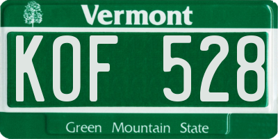 VT license plate KOF528