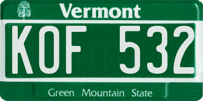 VT license plate KOF532