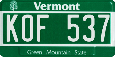 VT license plate KOF537