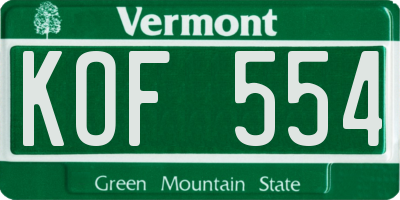 VT license plate KOF554