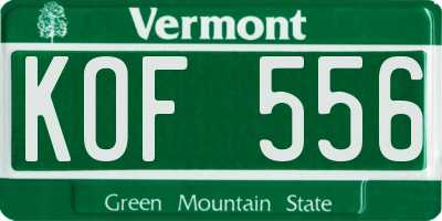 VT license plate KOF556