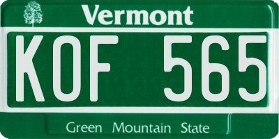 VT license plate KOF565