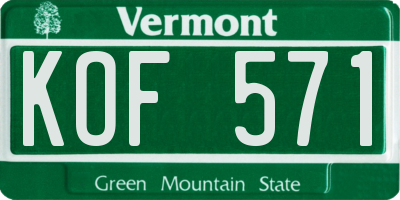 VT license plate KOF571