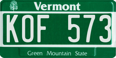 VT license plate KOF573