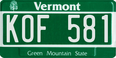 VT license plate KOF581
