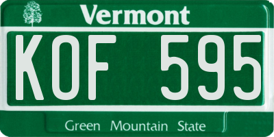 VT license plate KOF595