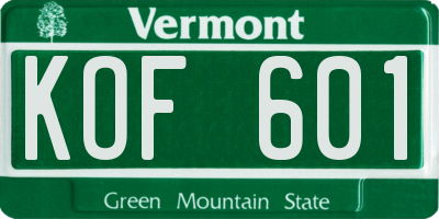 VT license plate KOF601