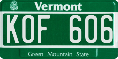 VT license plate KOF606