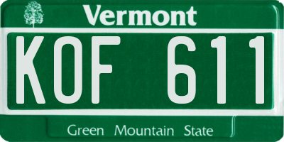 VT license plate KOF611