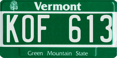 VT license plate KOF613