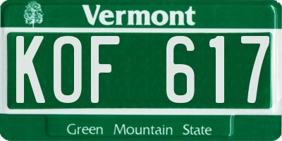 VT license plate KOF617