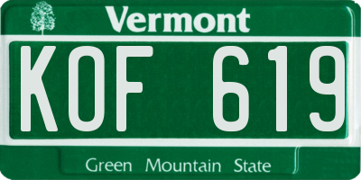 VT license plate KOF619