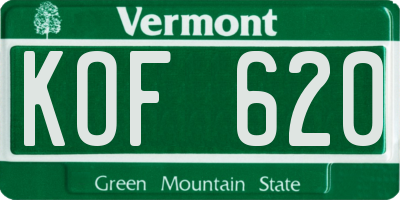 VT license plate KOF620