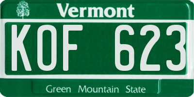 VT license plate KOF623