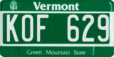 VT license plate KOF629