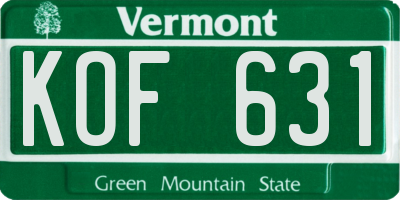 VT license plate KOF631