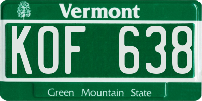 VT license plate KOF638