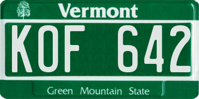 VT license plate KOF642