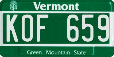VT license plate KOF659