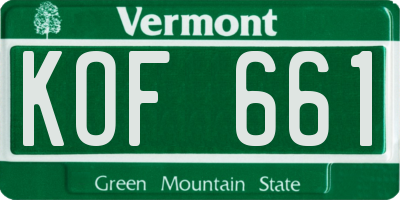 VT license plate KOF661