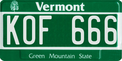 VT license plate KOF666