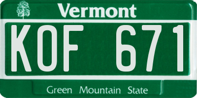 VT license plate KOF671