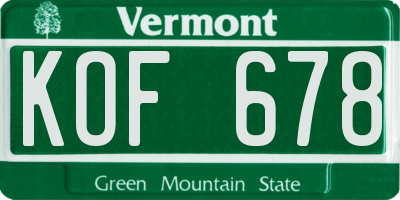 VT license plate KOF678