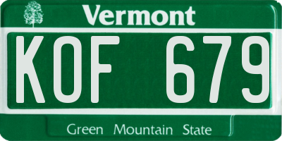 VT license plate KOF679