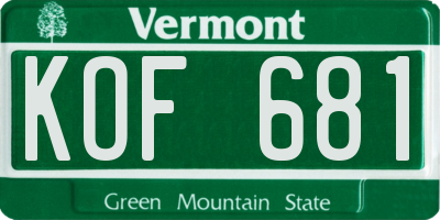 VT license plate KOF681