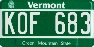 VT license plate KOF683