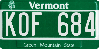 VT license plate KOF684