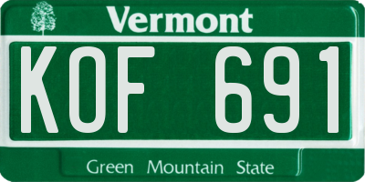 VT license plate KOF691