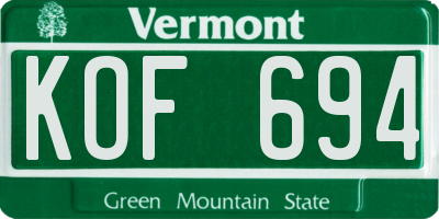 VT license plate KOF694