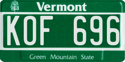 VT license plate KOF696