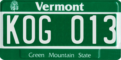 VT license plate KOG013